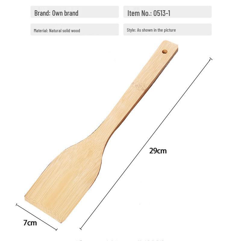 Long-Handled Wooden Stir-Fry Spatula: Non-stick, paint-free, and high-temperature resistant cooking utensil.