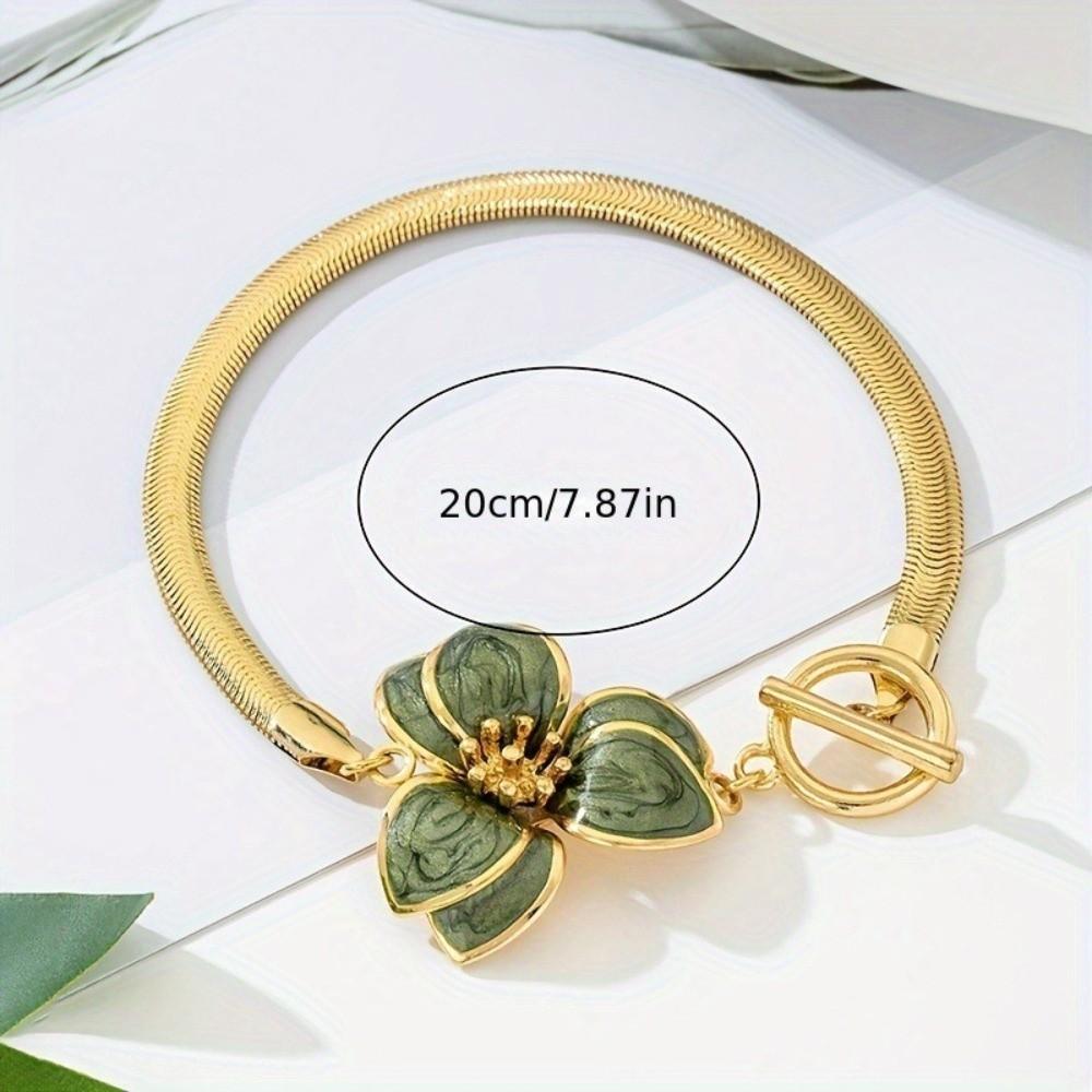 Gold Oil-Dripped Flower Pendant Anklet 3D Charm Beach Anklet Foot Chain Jewelry for Foot Jewelry