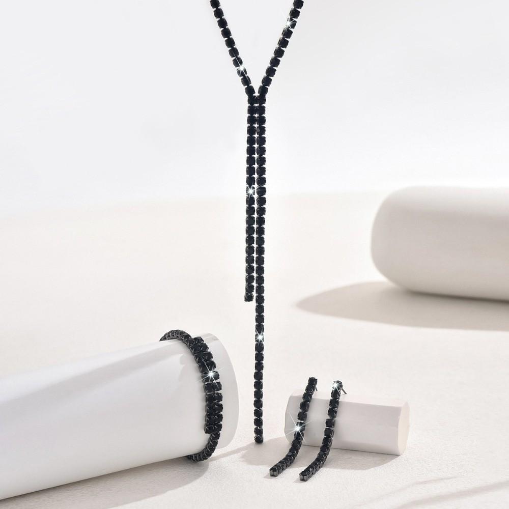 4-teiliges funkelndes Strass-Schmuckset Exquisites Kristall-Halsketten-Set Hochzeitsfeier