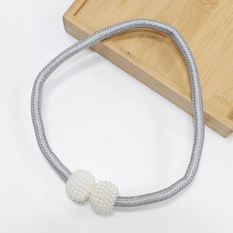European Magnetic Curtain Tiebacks Pearl Ball Home Curtain Buckle Weave Clips Rope Straps Holder for Big Drapries Decoration