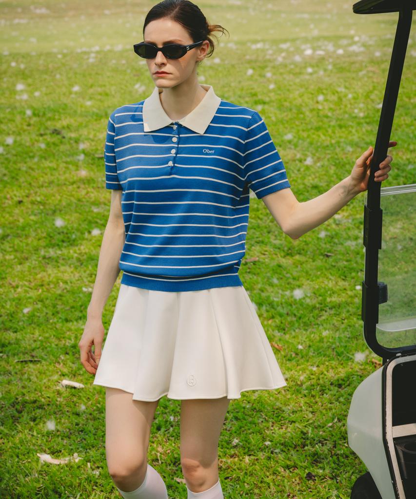 OBER GOLF Summer Striped Polo Knit (Black)
