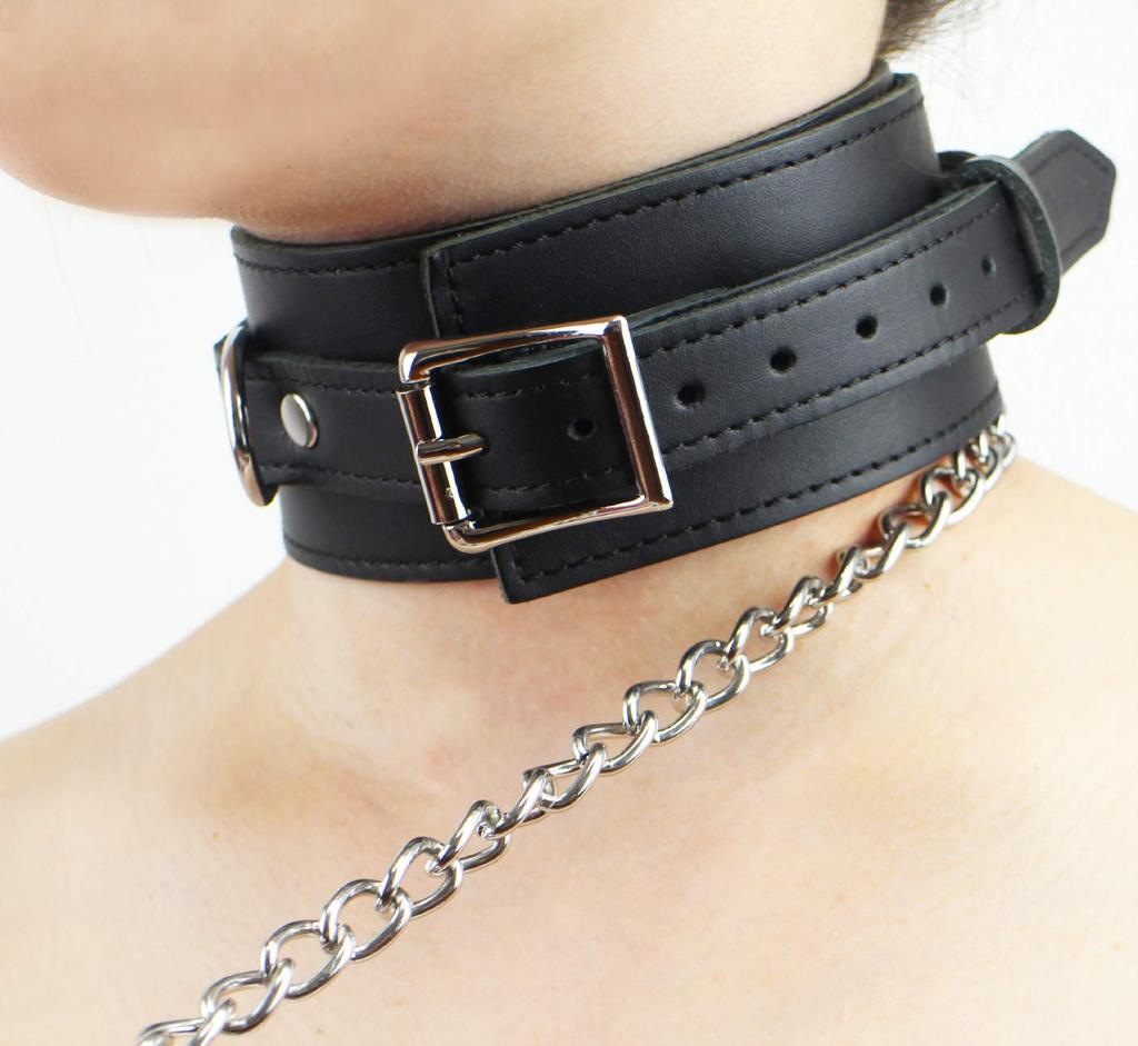 Liebe Seele SM goods collar and handcuffs black set genuine leather high quality cosplay x silver [Liebe Seele] (black hardware)