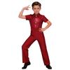Trajes de patinaje artístico para niños Camisa de baile latino moderno para niños Body Leotardo Niños Salsa Tango Salón Solapa Mono Tops
