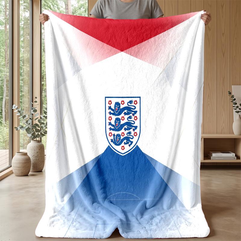 England Football Printed Flannel Blanket Skin Friendly Warm Decorative Throw for Indoor Couch Bed Daily Use