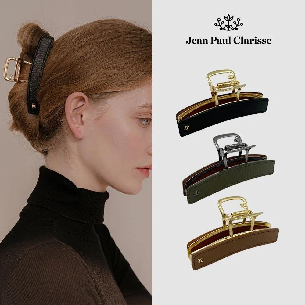 Leather Square Hair Clip JP-22-208CC Camel