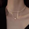 small rice bead pearl necklace women's new popular light luxury niche pearl collarbone chain can be stacked
