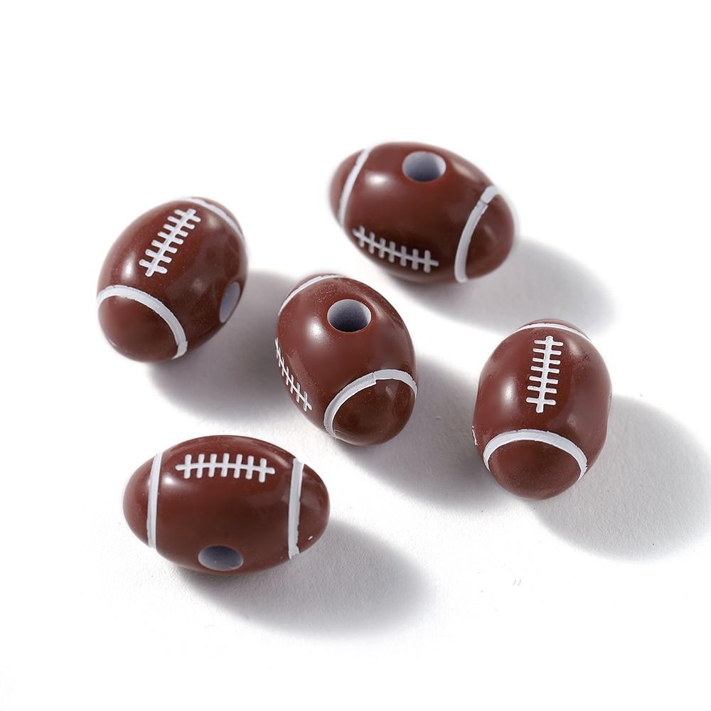 30 sztuk/partia akrylowe rugby tenis koszykówka koraliki sportowe dystansowe koraliki do tworzenia biżuterii DIY bransoletka naszyjnik akcesoria rzemieślnicze