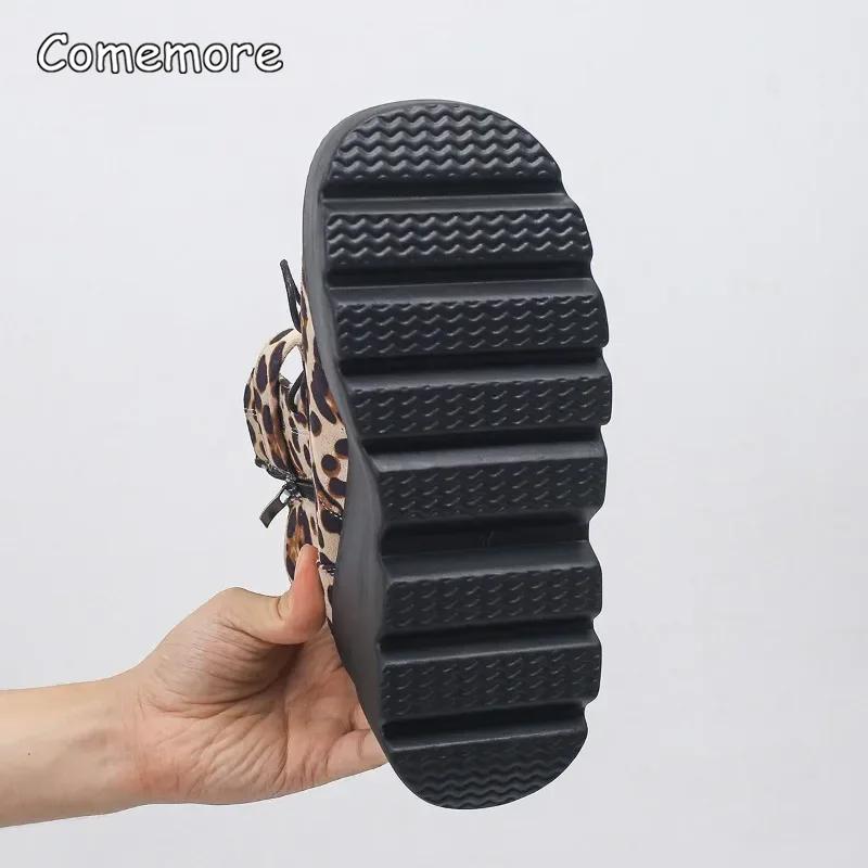 Fashion Women's Shoes 2025 Plus Size Ankle Women's Boots Platform Modern Boots Women Leopard Side Zip Front Lace-up Wedges Shoes Women