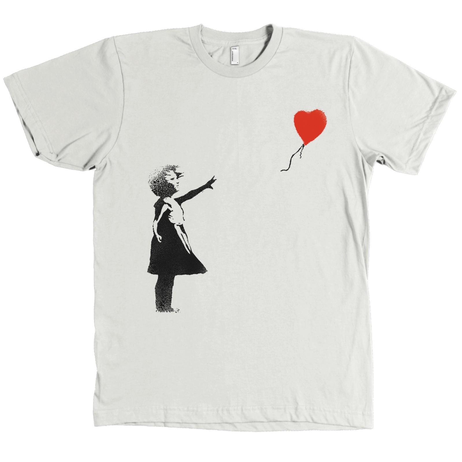 Banksy Girl with Balloon Bella + Canvas Shirt Stencil Graffiti - NEW S разноцветный