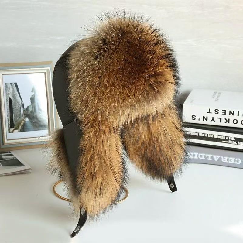 Winter imitation leather men's train head hat thickened warm middle and old ear protection and cold protection hat