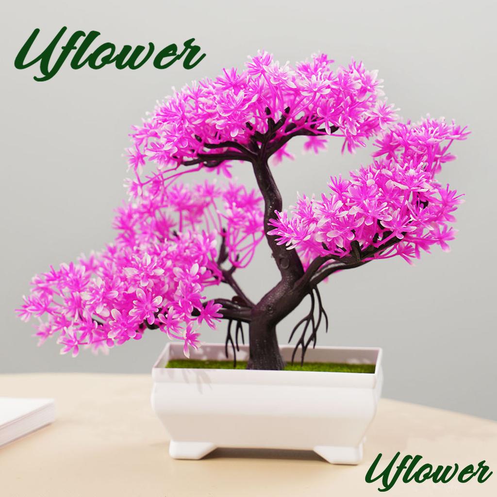 1PC Pink Desktop Artificial Bonsai DIY Home Garden Outdoor Floral Green Plant Flower Arrangement Gift Decoration
