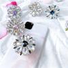 Luxury Crystal Diamond Flower Gemstone Mobile Phone Decorative Sticker Bracket Air Cushion Diamond Bracket Douyin Telescopic Sticker Female