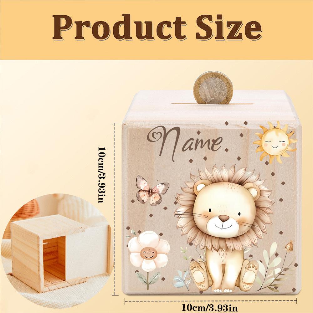 Personalized Piggy Bank with Name Kids Coin Bank Wooden Piggy Banks Gift Kid Christmas Gift Nursery Decor Money Box for Children