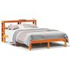 VidaXL Bed Frame with Headboard Wax Brown 120x190cm Pine Wood, Bedroom Furniture, Slatted Base, Wooden Bed, 3306059