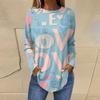 Women's Fashion Loose Round Neck Printed Long Sleeve T-Shirt Top