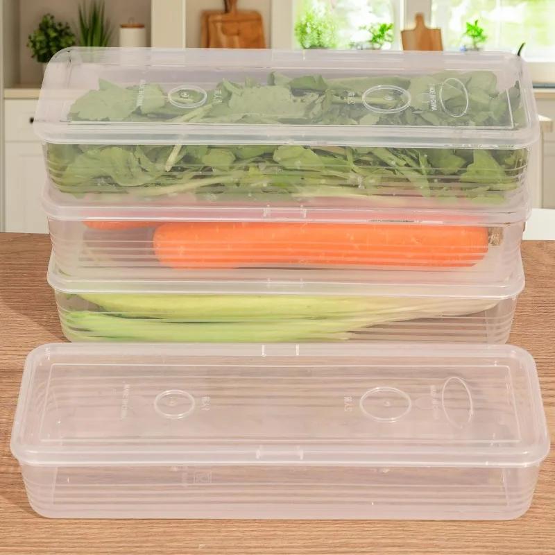 Refrigerator Storage Boxes Fresh Box  Scallions Food Container with Lid Cold Crisper Sealed Kitchen Fresh Fruit Fridge Organizer