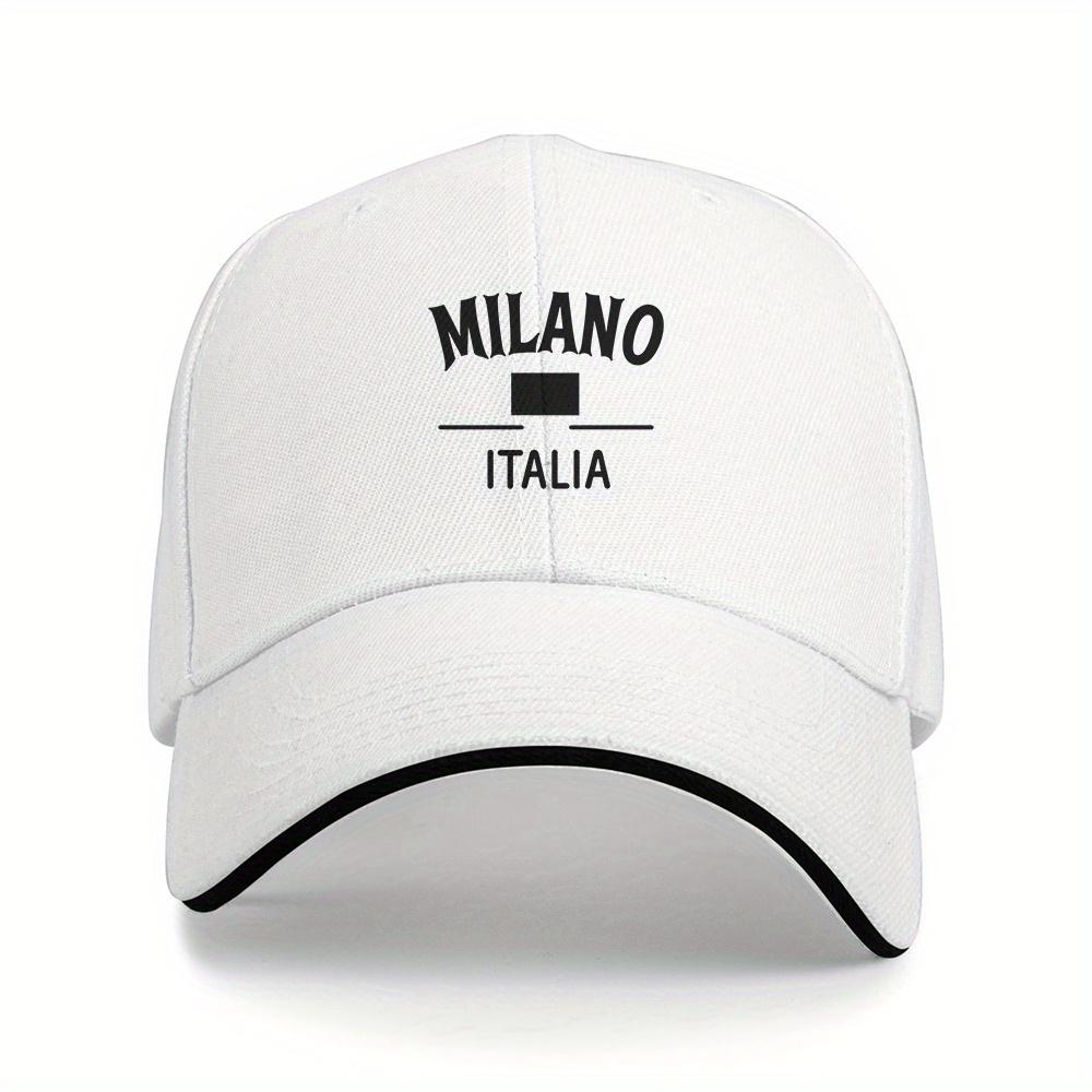 1 Milan Italian Baseball Cap  Adjustable Quick Buckle Lightweight NonStretch Fabric Black and White Block Design with