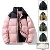 Graphene Warm Puffer Jacket: Short Stand Collar, Windproof, Hooded, Thickened Outdoor Casual Coat for Men and Couples.