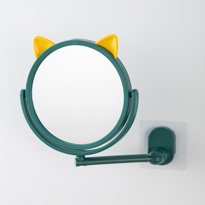 Nástěnné koupelnové zrcadlo bez vrtání, 360° otočné kosmetické zrcadlo, skládací rameno, výsuvné, toaletní, pro ženy