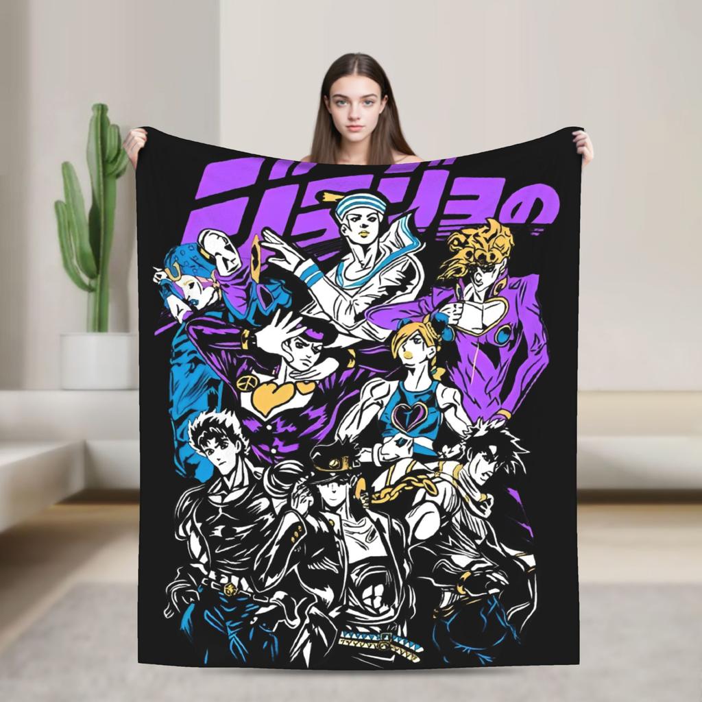 JoJo's Bizarre Adventure Blankets Japanese Anime Wool Throw Blankets Bedding Couch Decoration Thin Bedspread Multi-function