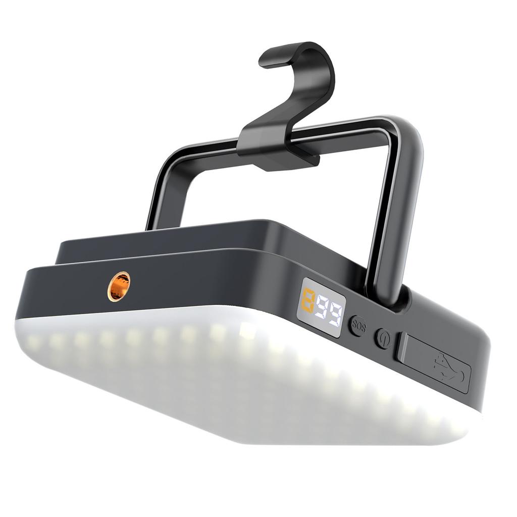 Outdoor Camping Tent Lamp Waterproof Rechargeable LED Camp Light Magnetic Night Light Black