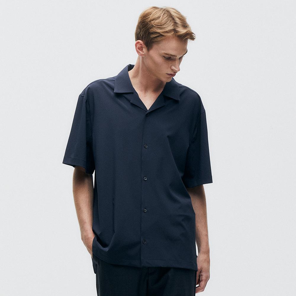 Pinned Look Solid Open Collar Shirts (Charcoal) M