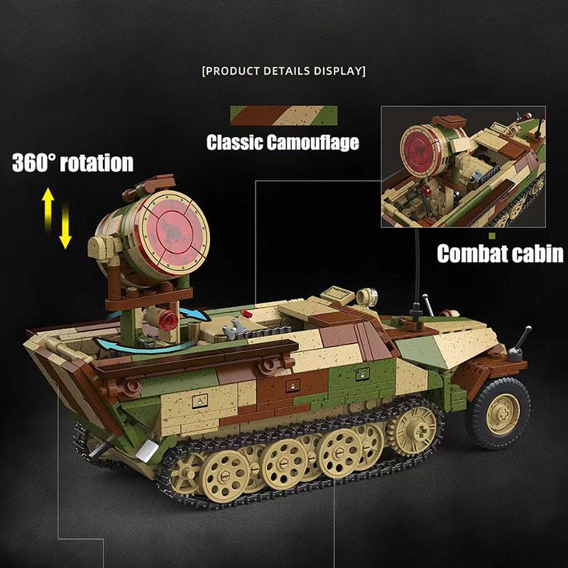 Militärischer Krieg Welt 2 MOC 1267 Teile Sd.Kfz.251/20 Gepanzerter Halbkettenfahrzeug Set Bausteine WW2 Soldatenfiguren Steine Spielzeug Für Jungen Geschenk