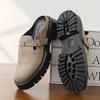 4CM Height Increasing Mules Slippers for Men Fashion Close Toe Slides Home Shoes Outdoor Clogs Suede Leather Platform Sandals