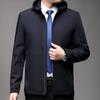 Spring and autumn mulberry silk hooded jacket men's jacket short middle-aged dad wear business casual top thin hooded