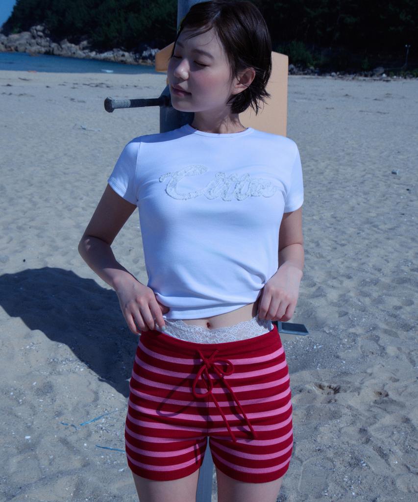 CITTA Stripe Knit Micro Shorts_Ctb570(Red)