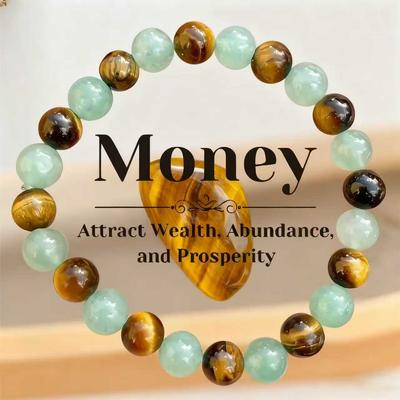 Elegant Yellow Tiger Eye and Green Aventurine Semi-precious Stone Strand Bracelet for Fashion Lovers Luxury