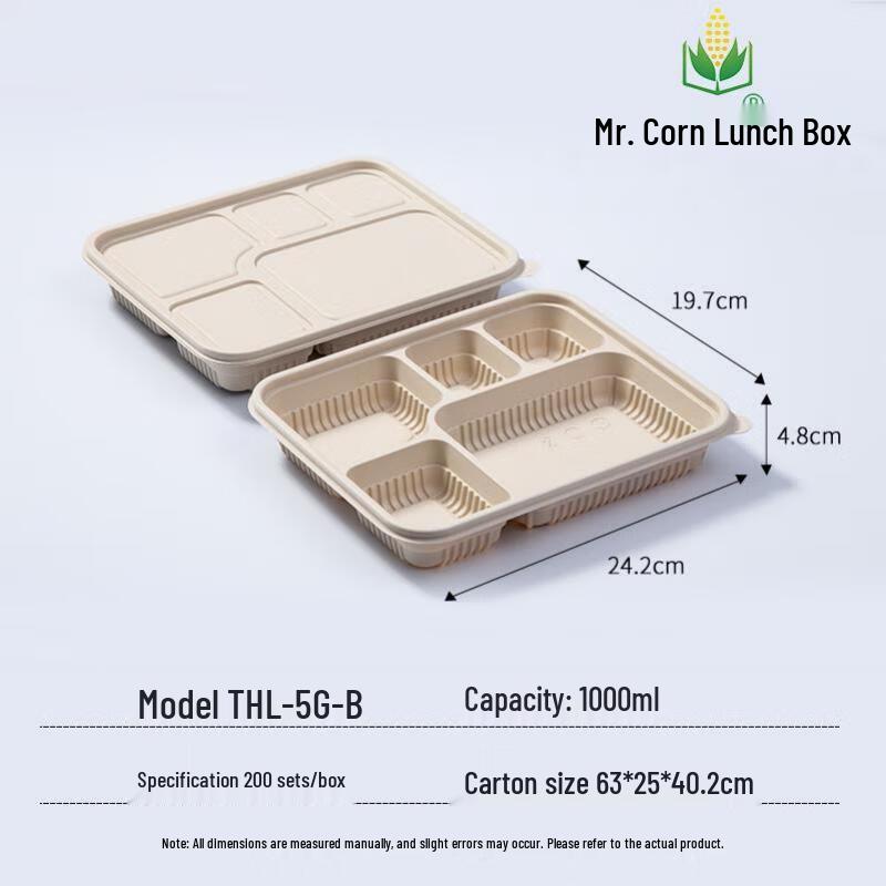 Mr. Corn 5-Compartment Biodegradable Lunch Boxes