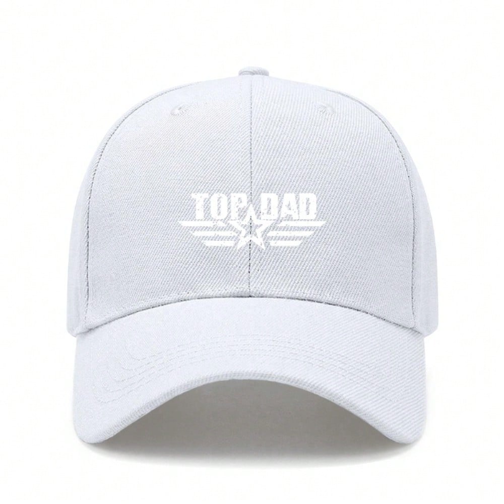 Light Beige Baseball Cap - "TOP DAD" Letter Print Polyester Adjustable Breathable Outdoor Sports Hat Unisex Dad Hat