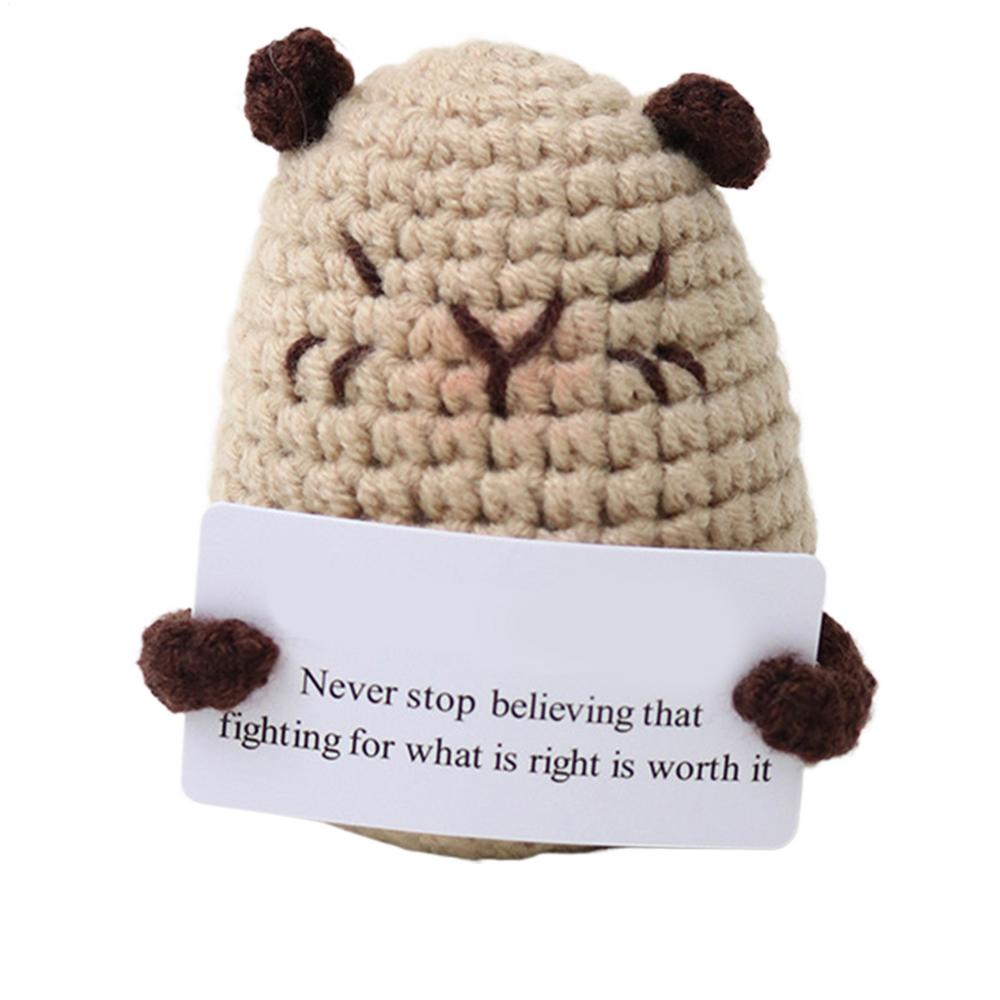 New Positive Energy owl velvet rat penguin Mini Handmade knitted fabric Doll with Card Cute Funny Gift Home Room Decoration