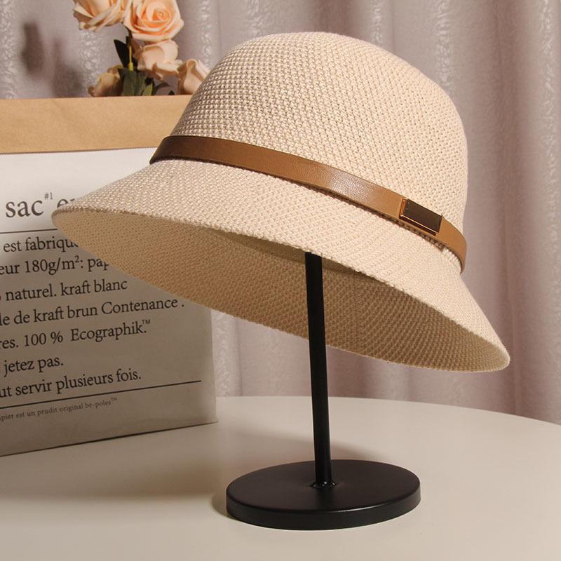 Hollow linen bucket hat women's fashion versatile basin hat summer sun protection visor hat