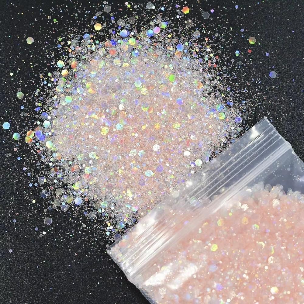 50G PET Nail Diamond Glitter Sequins Hexagon Holographic Glitter Glitter Powder Polish Decoration