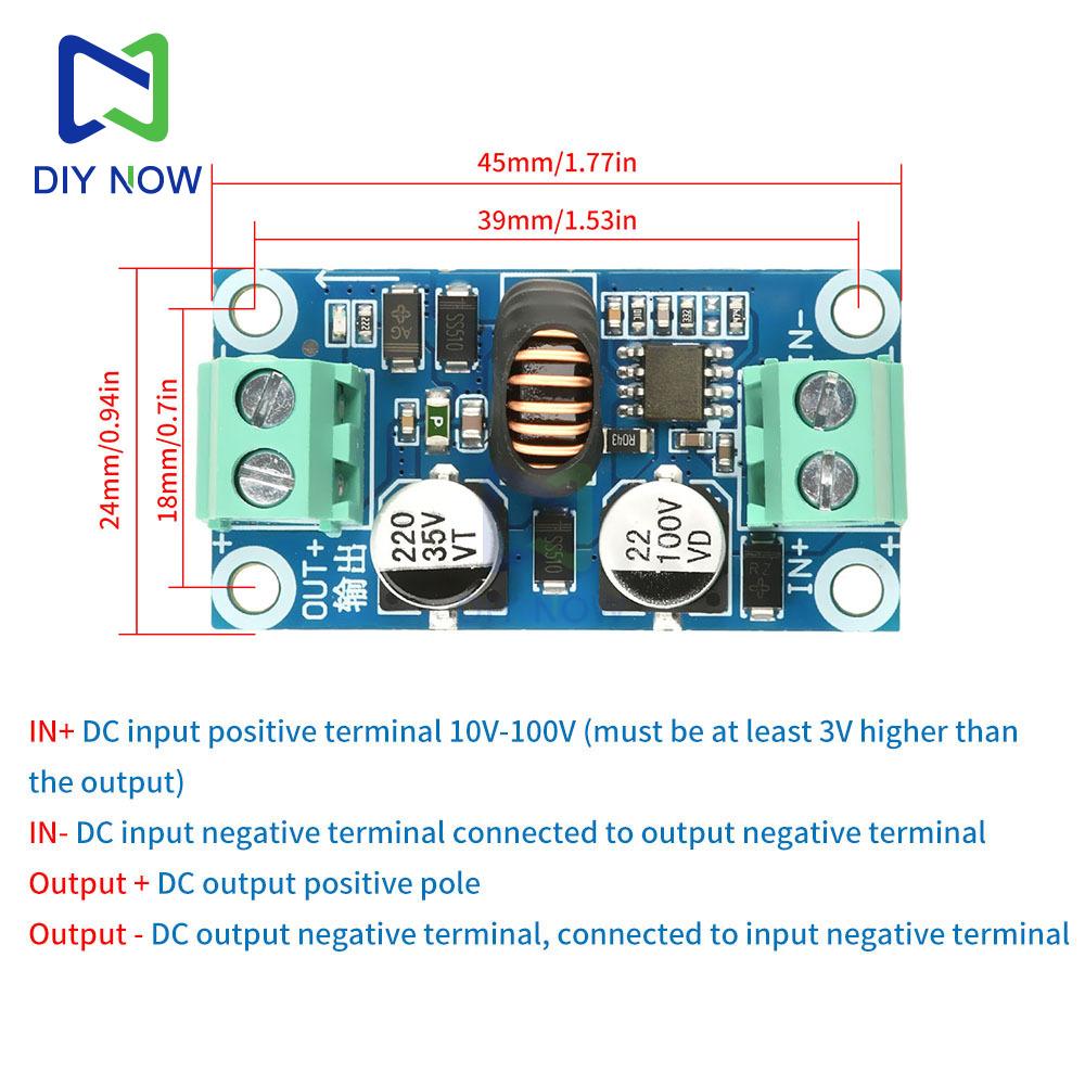 10-100V to 5V 12V 24V 3A DC-DC Buck Converter Step Down Power Supply Module with Short Circuit Over Temperature Protection