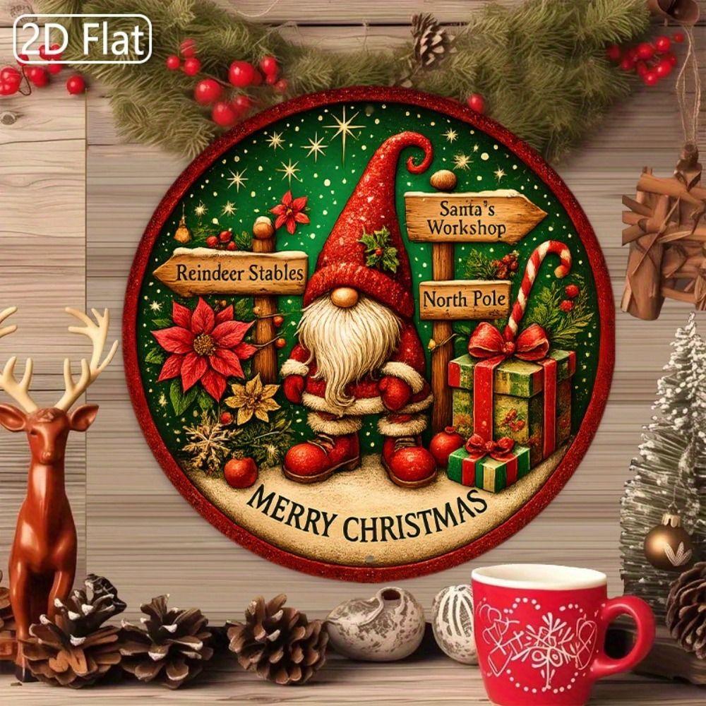 Vintage Metal Sign Blue Deer Merry Christmas Retro Tin Plate Wall Decor Home Holiday Gift 20 Cm