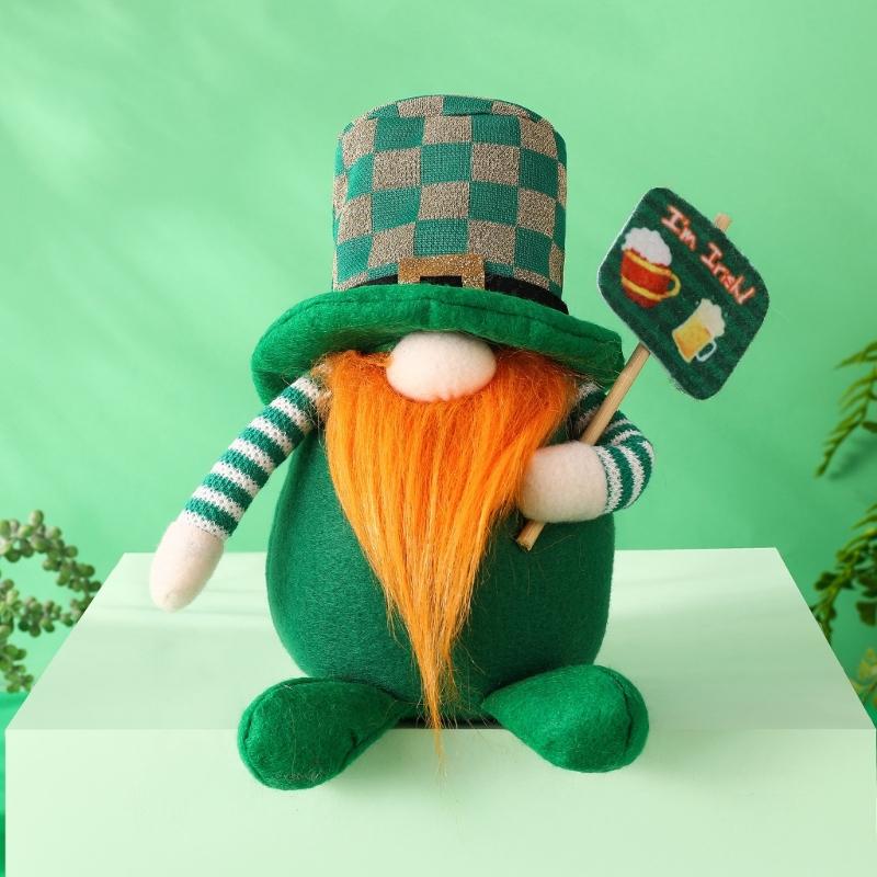 1 st St Patrick's Day Tomtar Irländsk Ansiktslös Docka Prydnader Fest Hemma Dekorationer