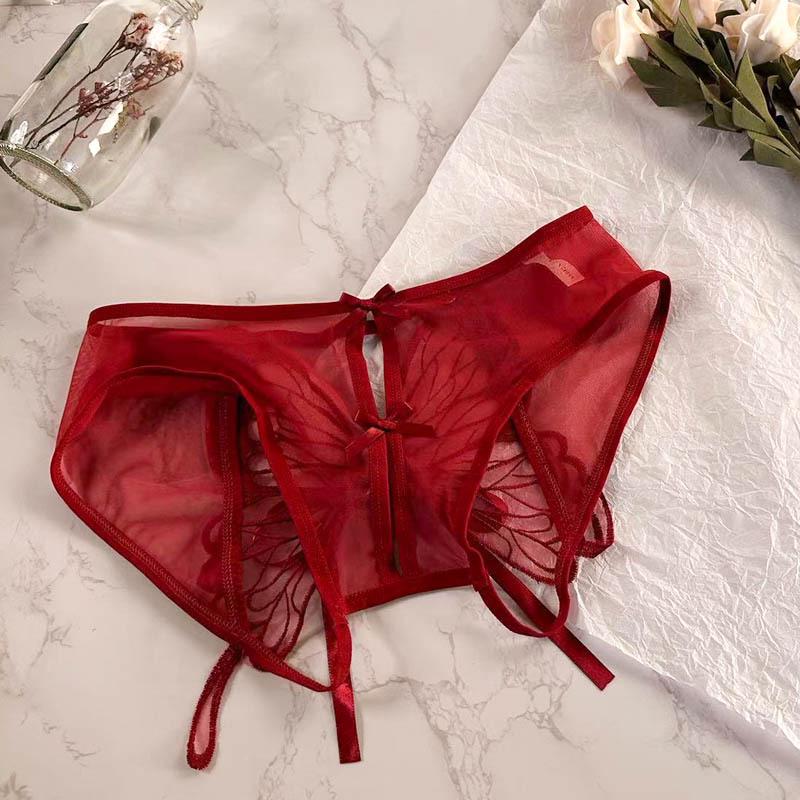 Wandering Butterfly Temptation Low-Rise Mesh Panties with Open Crotch