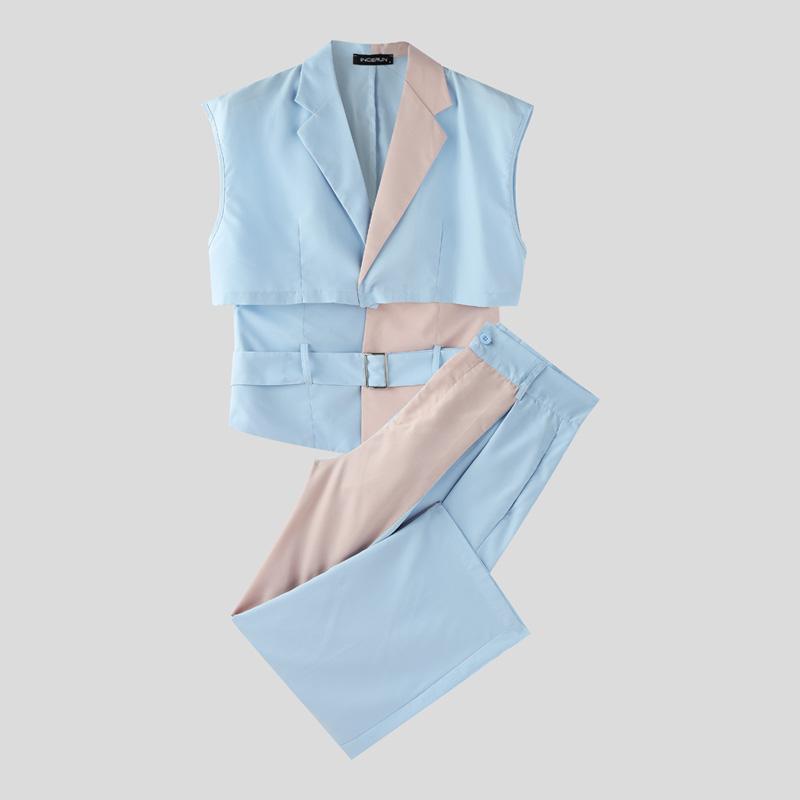 

INCERUN 2 шт. Мужские майки-корсеты без рукавов и комплекты длинных повседневных брюк 2XL