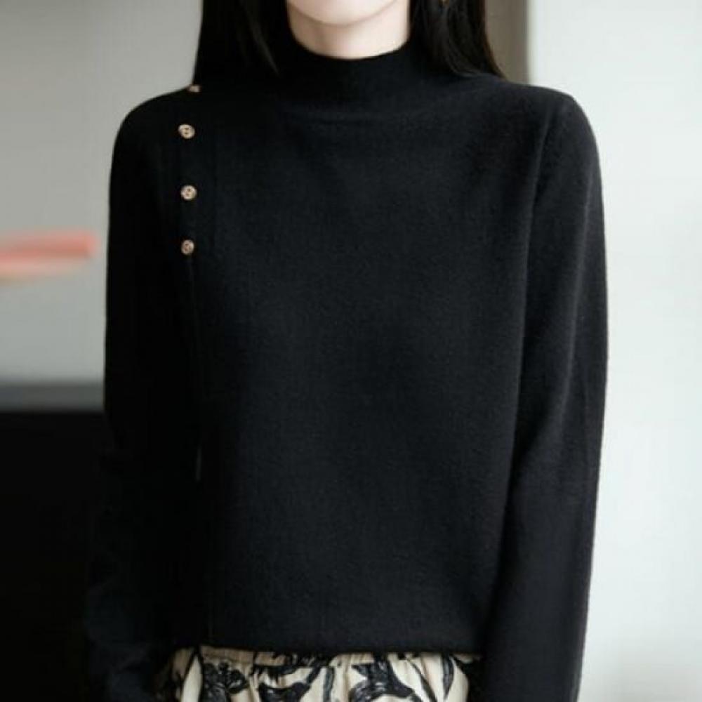 Navava Soft Daily Mock Neck Long Sleeve Knit Top Nk3202