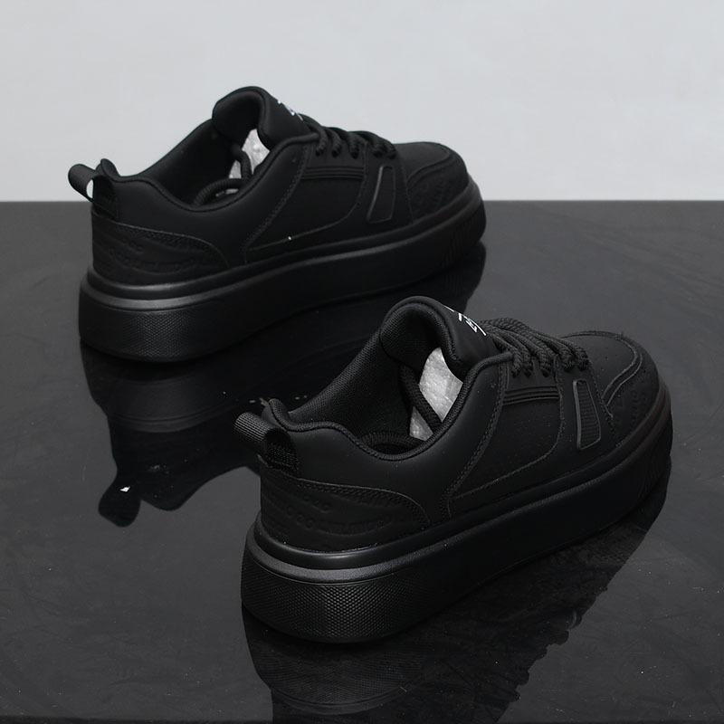 Thick-soled leather spring and summer new breathable muffin tide casual board shoes inner height-increasing shoes