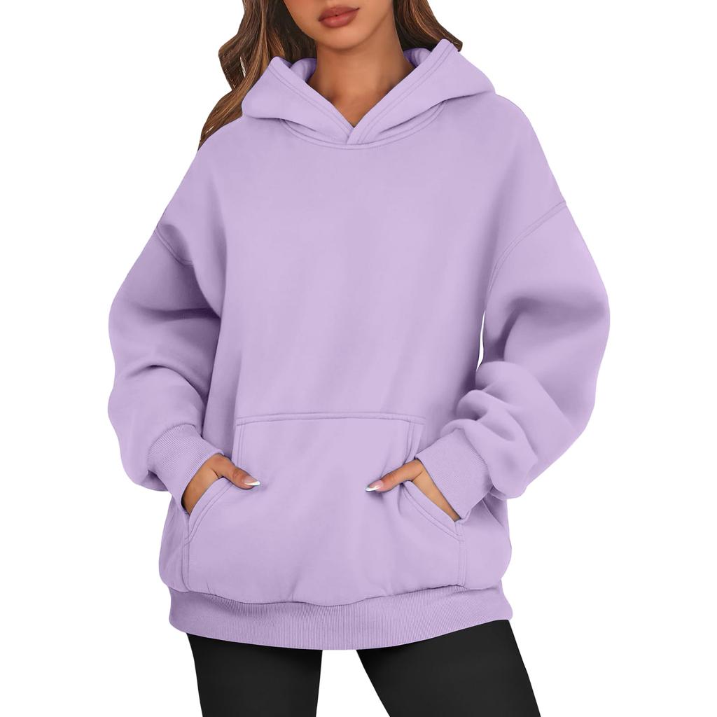 Women's Oversized Long Sleeve Crewneck Sweatshirt Casual Loose-Fitting Drawstring