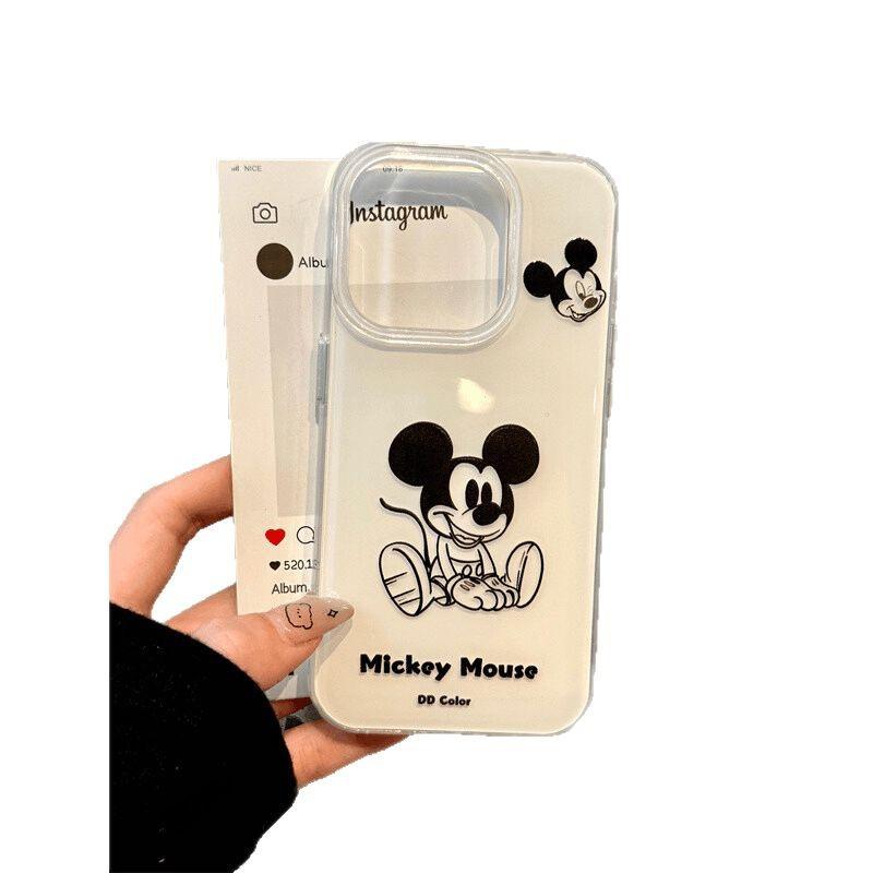 Black Mickey Applies To iPhone16/17promax Mobile Phone Case Apple 15 White Background Imd Case 14 Mickey Mouse 13