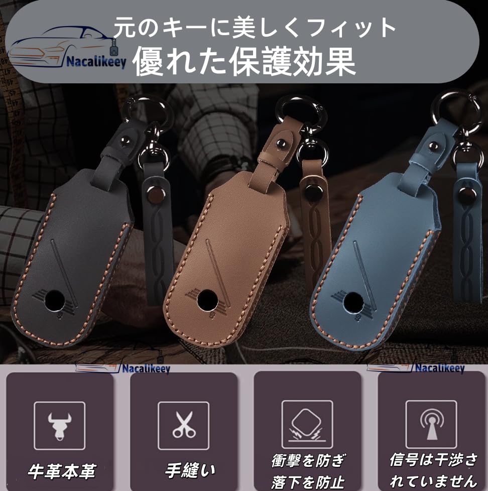 Mini Cooper Key Genuine Leather Fits F65 F66 F67 J01 J05 U25 Mini Antique Elegance Genuine Leather Key Cover [Nacalikeey] Case, Case, Cooper. (Blue)