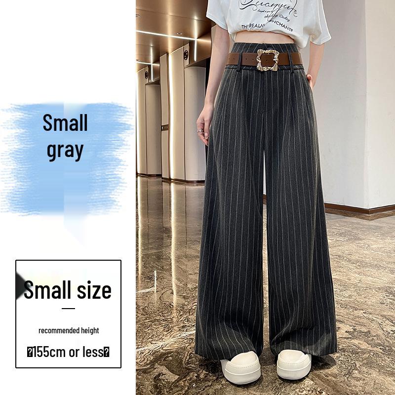 Women s High Waist Slim Urban Striped Pants with Belt 2X-Large