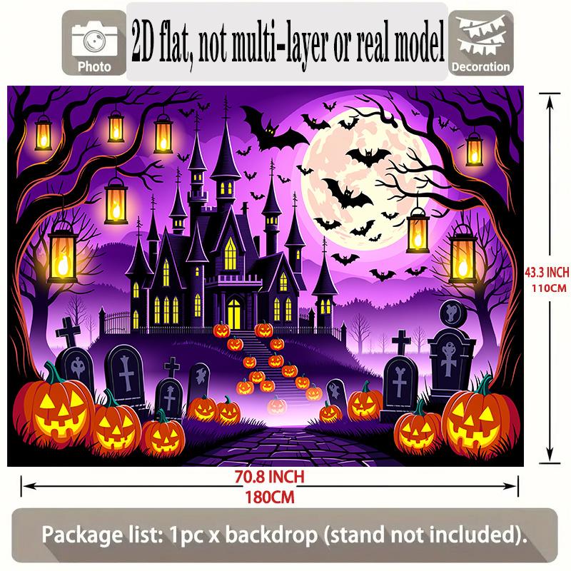 Party Backdrop Halloween Castle Flat Banners Spooky Celebrations Wedding Enthusiasts Event Backdrop Decoration Front Door Decor