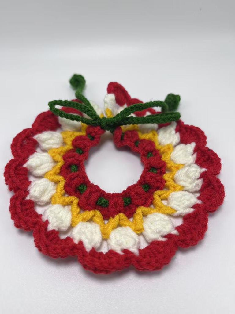 Hand-Knitted Christmas Snood Bib for Cats & Dogs