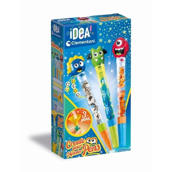 Crée tes Stylos - Clementoni - Mini atelier des Stylos - Coffret Monstres - 3 Stylos inclus et accessoires - Des 6 ans